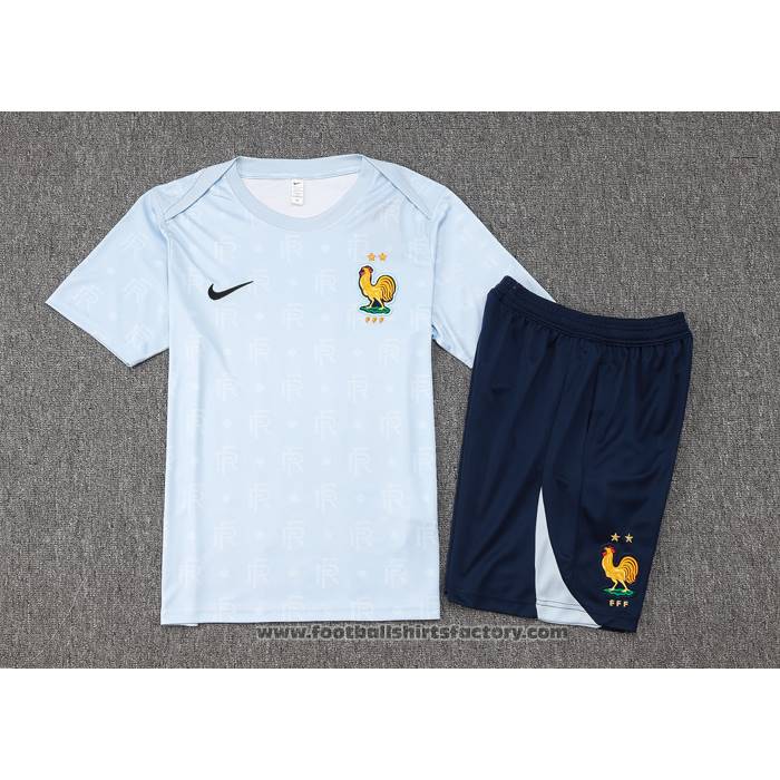 Tracksuit France Short Sleeve 2024-2025 Light Blue - Shorts